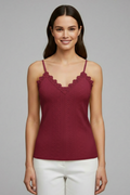 Winsome — Lace-Panel V-Neck Top