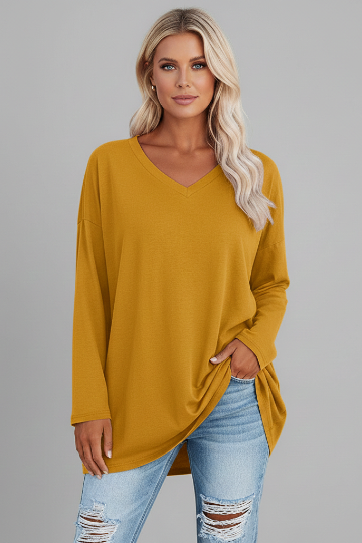 Hattie — V-Neck Long-Sleeve Top