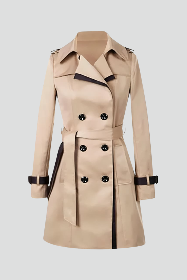 Delia Coat — Textured Belted Trench Coat