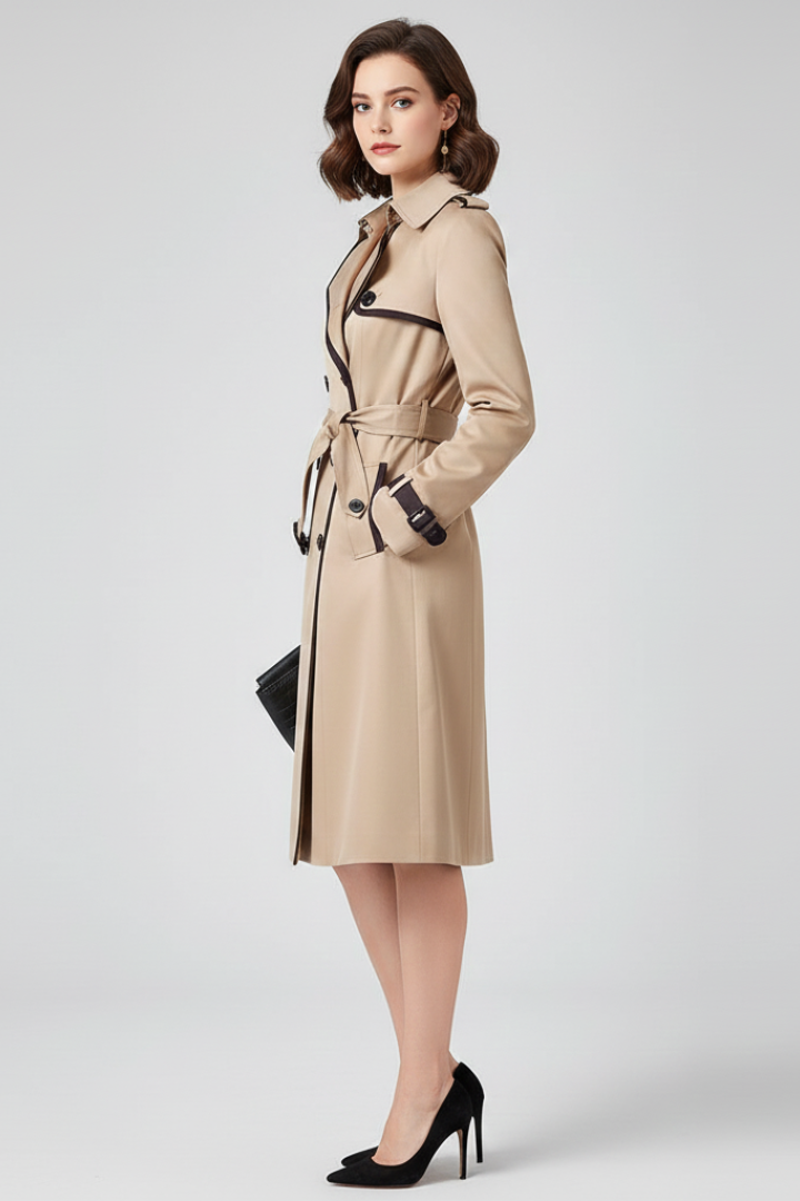 Delia Coat — Textured Belted Trench Coat