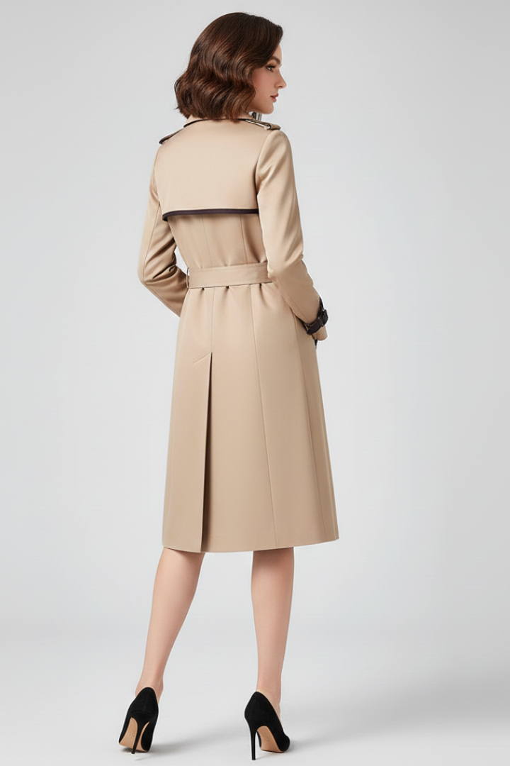 Delia Coat — Textured Belted Trench Coat