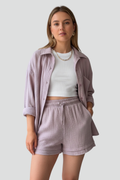 Brigitta — Button Shirt & Drawstring Shorts Set