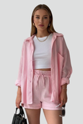 Brigitta — Button Shirt & Drawstring Shorts Set