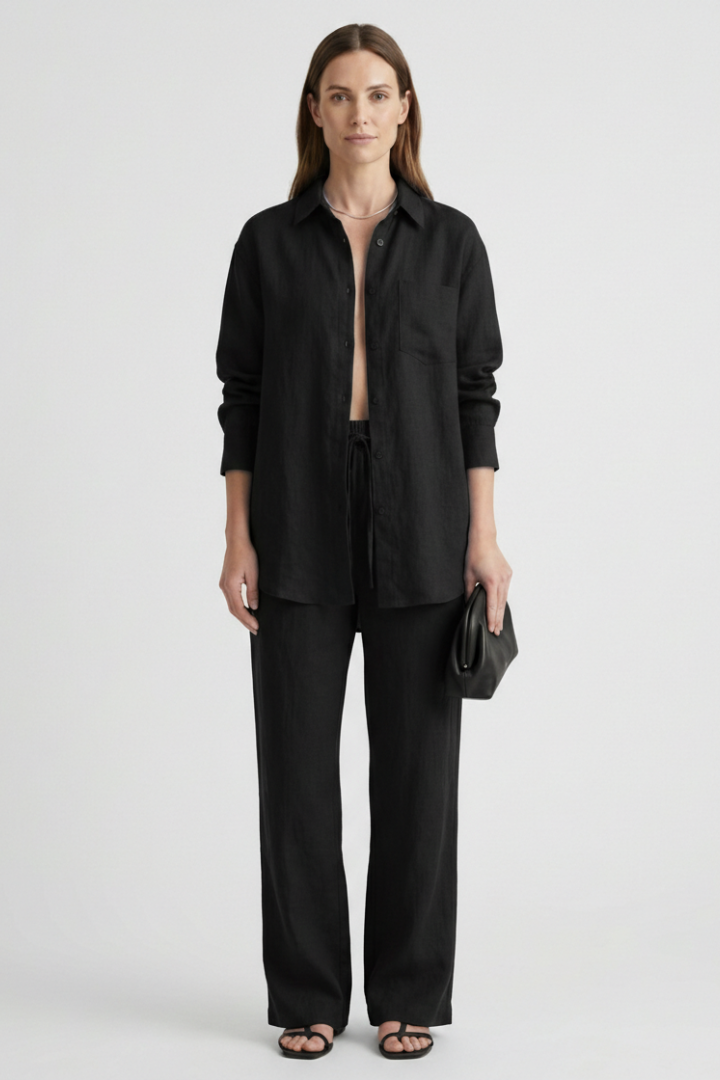 Verity — Button Shirt &amp; Straight-Trouser Set