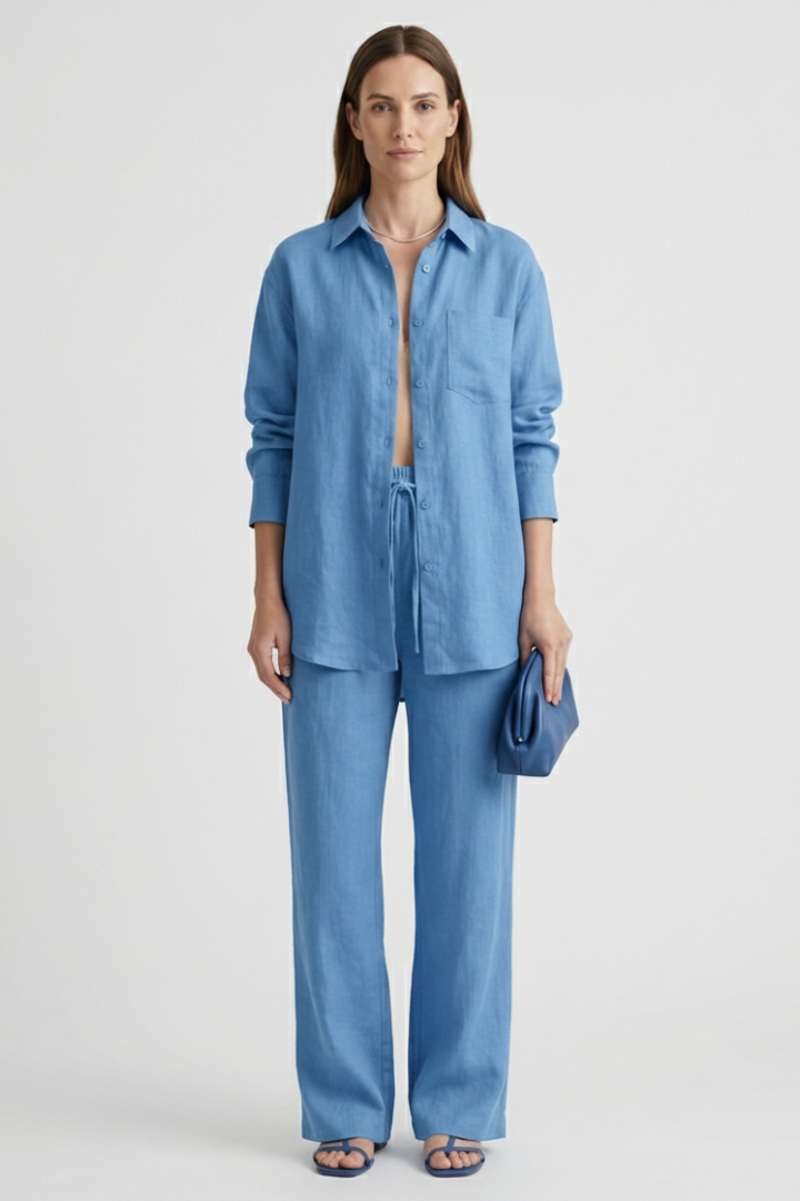 Verity — Button Shirt &amp; Straight-Trouser Set