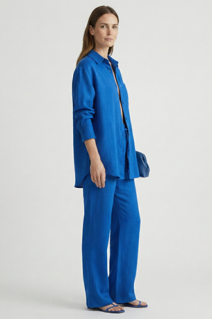 Verity — Button Shirt &amp; Straight-Trouser Set