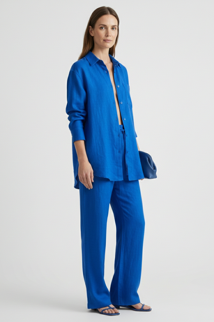 Verity — Button Shirt &amp; Straight-Trouser Set