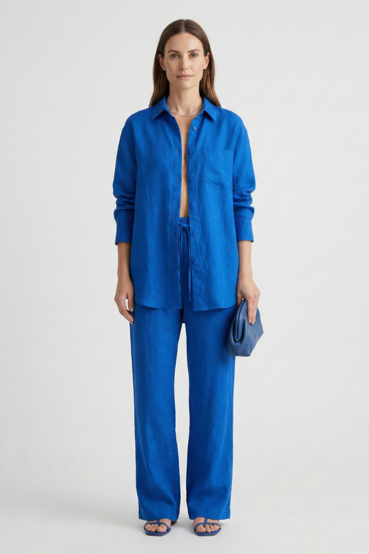 Verity — Button Shirt &amp; Straight-Trouser Set
