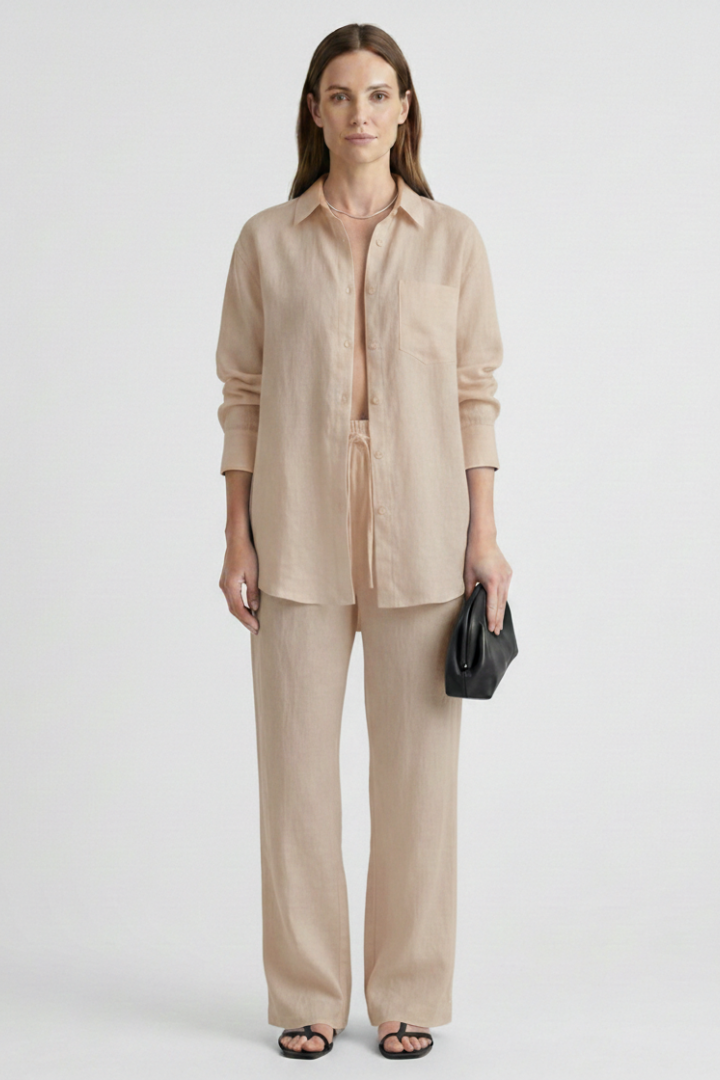 Verity — Button Shirt &amp; Straight-Trouser Set