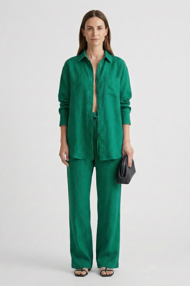 Verity — Button Shirt &amp; Straight-Trouser Set