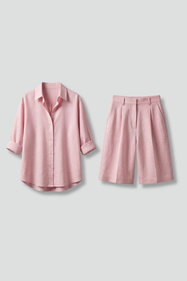 Dagny — Button Shirt &amp; Wide-Shorts Set