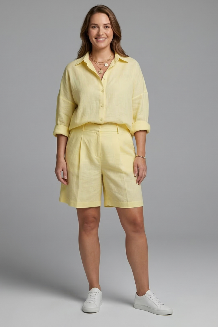 Dagny — Button Shirt &amp; Wide-Shorts Set
