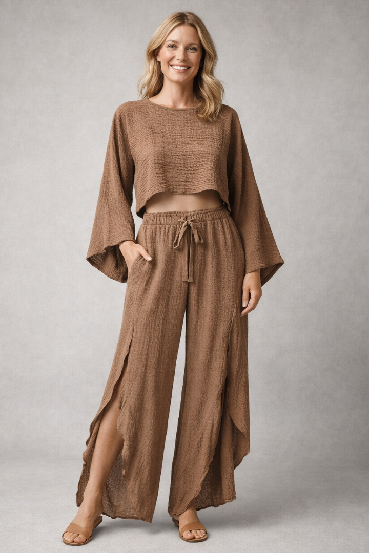 Marisela — Long-Sleeve Top &amp; Wide-Leg Set