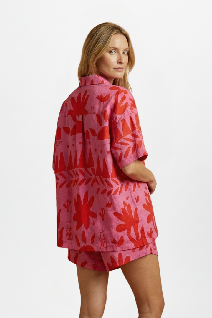 Ondine — Printed Shirt &amp; Matching Shorts Set