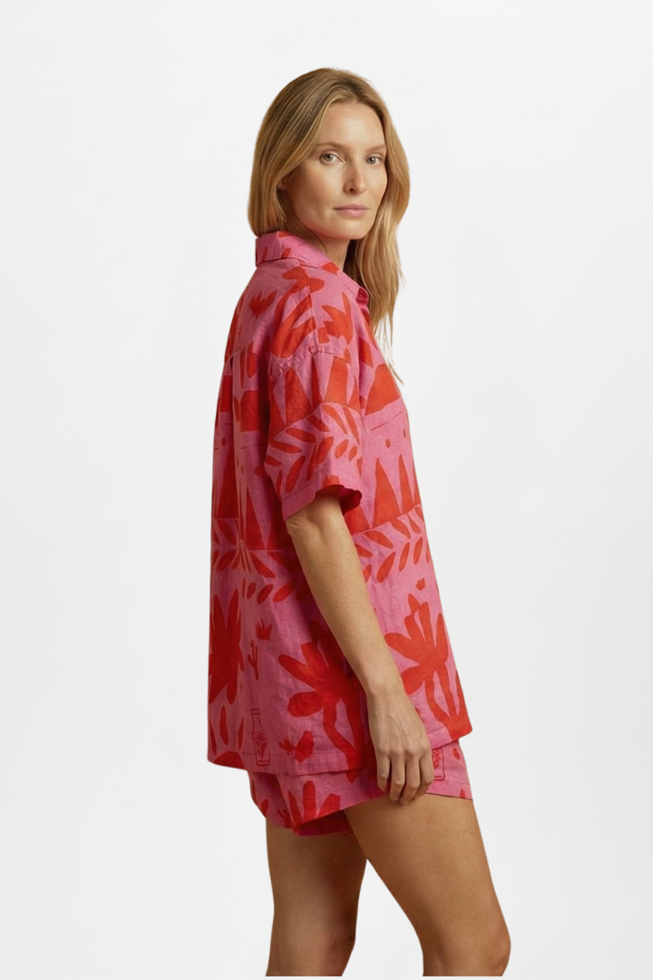 Ondine — Printed Shirt &amp; Matching Shorts Set