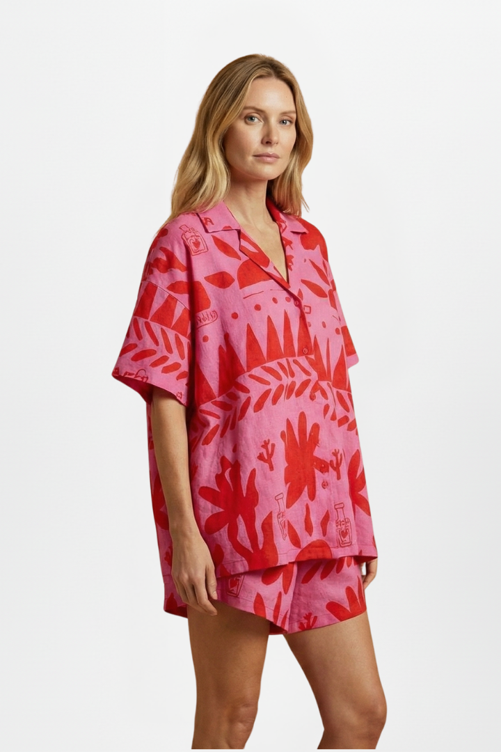 Ondine — Printed Shirt &amp; Matching Shorts Set