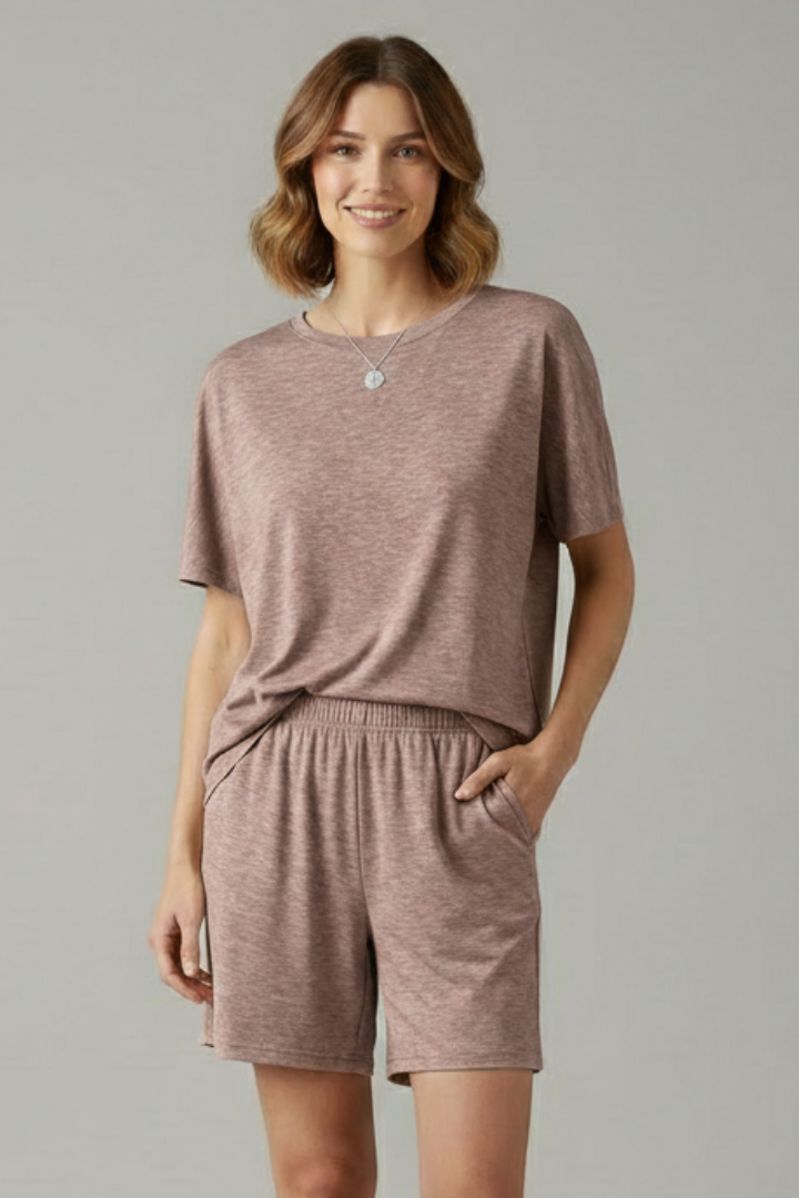 Thomasin — Round-Neck Tee &amp; Shorts Set