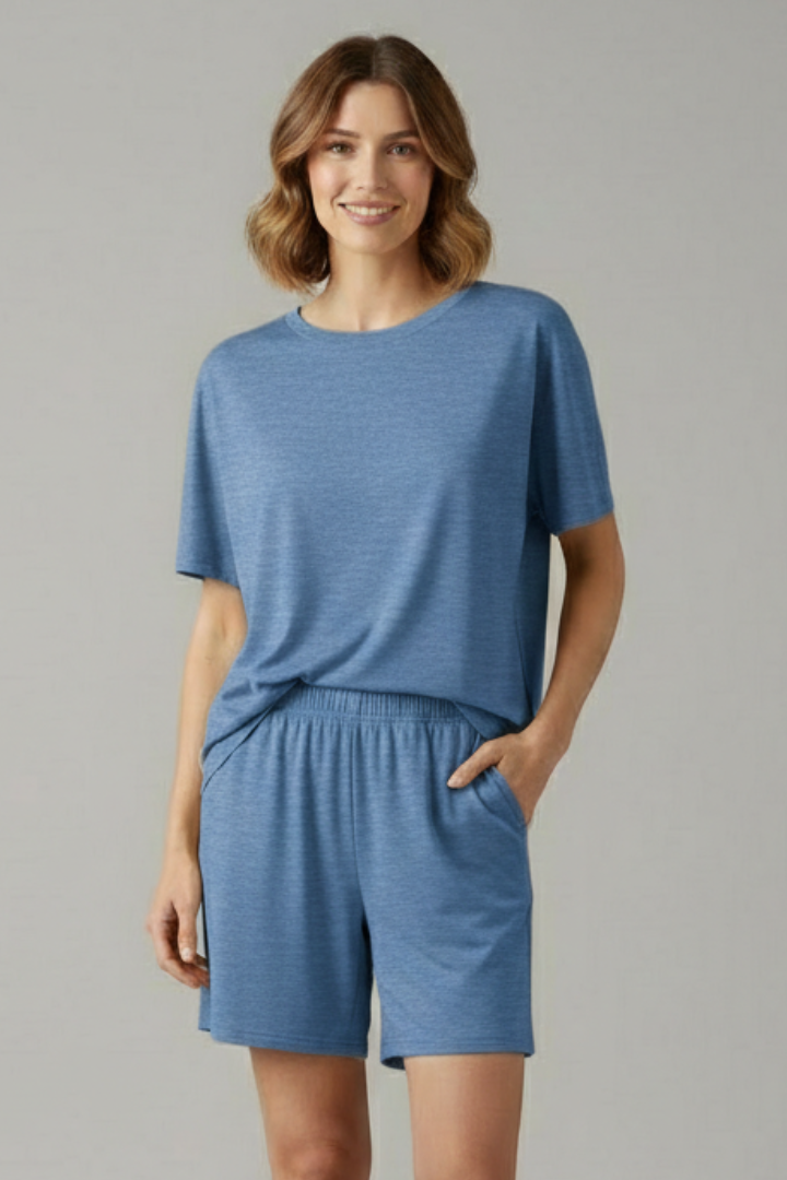 Thomasin — Round-Neck Tee &amp; Shorts Set