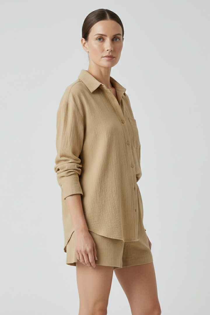 Perpetua — Collared Shirt &amp; Shorts Set