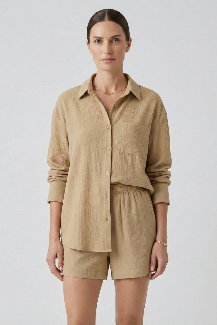 Perpetua — Collared Shirt &amp; Shorts Set