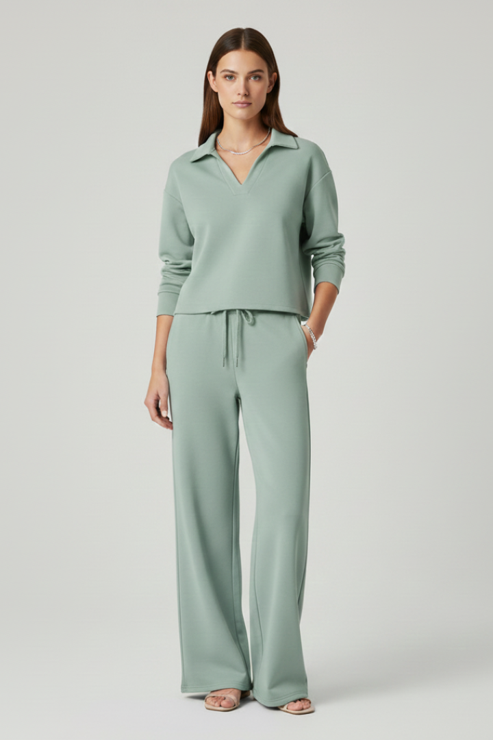 Bettina — V-Neck Top &amp; Wide-Leg Set
