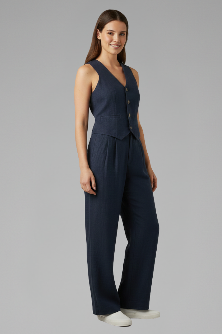 Ottoline — Sleeveless Waistcoat &amp; Wide-Trouser Set