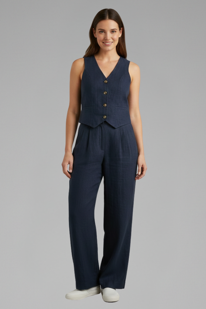 Ottoline — Sleeveless Waistcoat &amp; Wide-Trouser Set