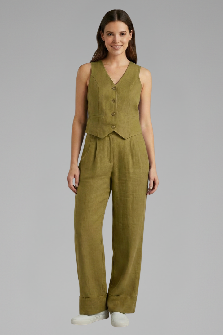 Ottoline — Sleeveless Waistcoat &amp; Wide-Trouser Set