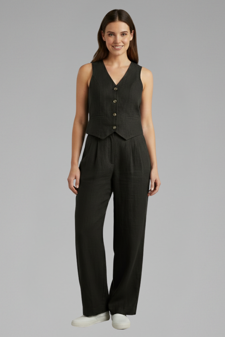 Ottoline — Sleeveless Waistcoat &amp; Wide-Trouser Set