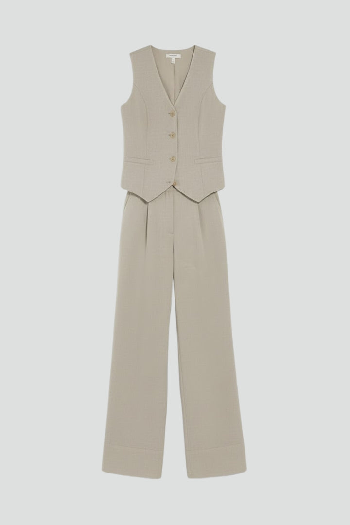 Lysandra — V-Neck Waistcoat &amp; Wide-Leg Set