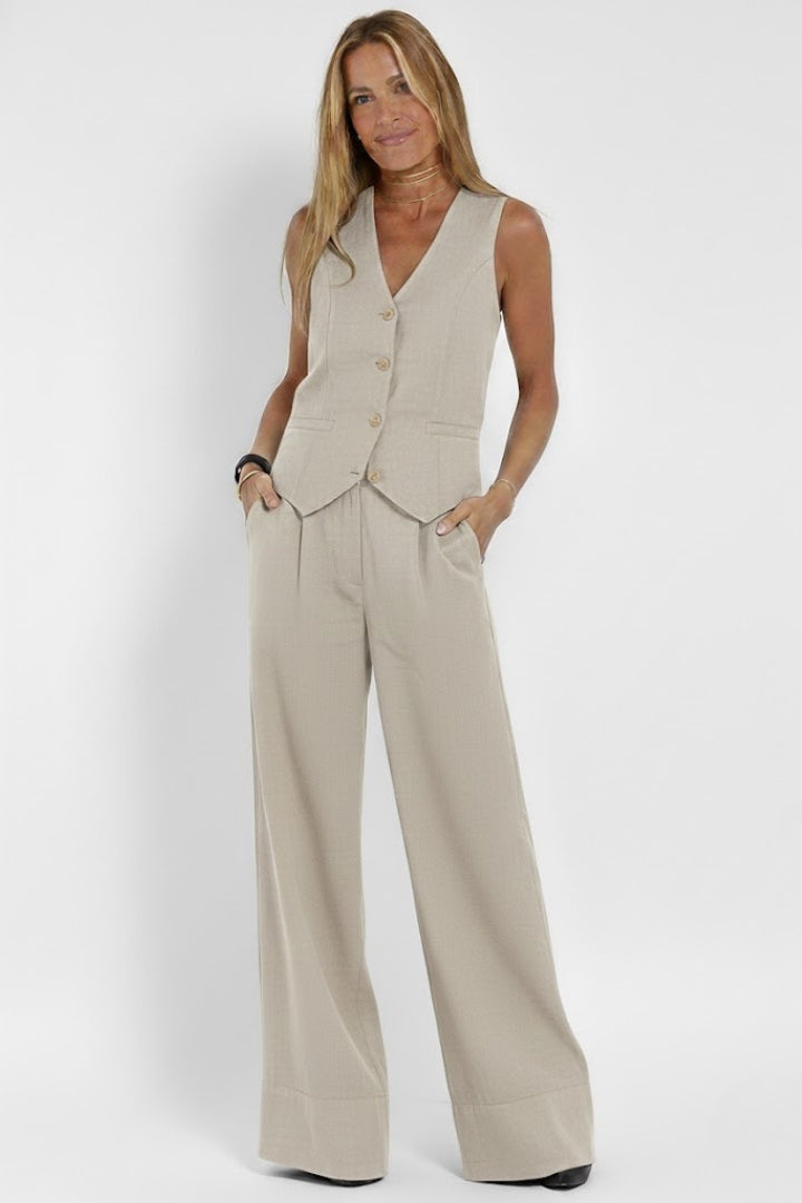 Lysandra — V-Neck Waistcoat &amp; Wide-Leg Set