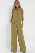 Lysandra — V-Neck Waistcoat & Wide-Leg Set