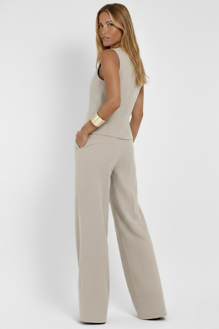 Lysandra — V-Neck Waistcoat &amp; Wide-Leg Set