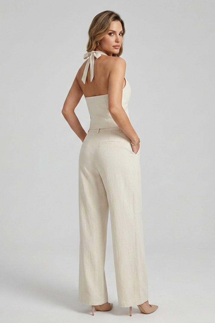 Linnea — Sleeveless Button Top &amp; Wide-Leg Set