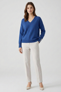 Araminta — Women's Buttoned-Cuff V-Neck Sweater