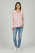 Perrine Rose — Women's Dropped-Shoulder V-Neck Sweater