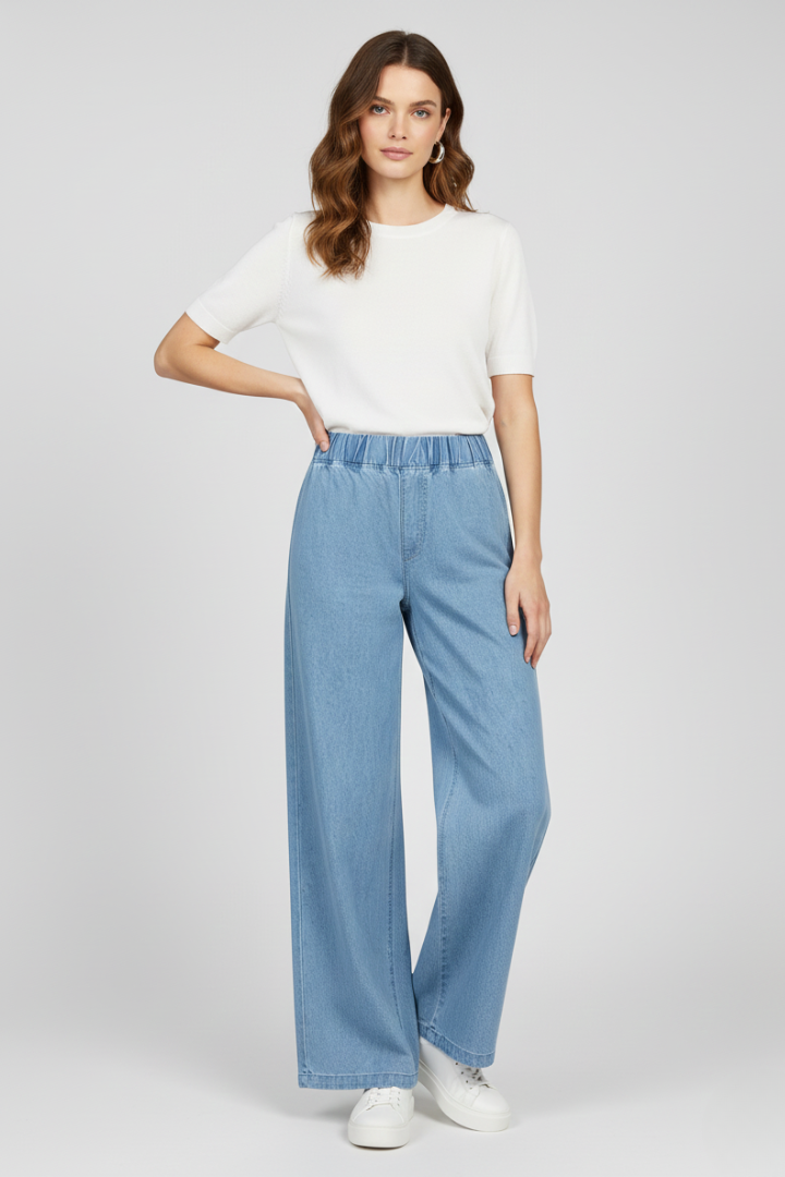 Faye — Button-Fly Wide-Leg Jeans