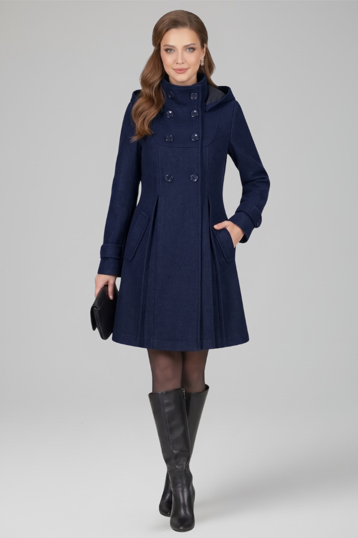 Rosamund — Hooded A-Line Button Coat