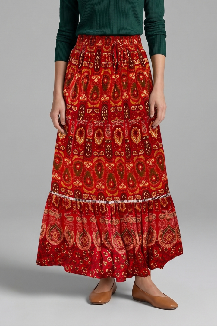 Elspeth — Tiered Printed Maxi Skirt