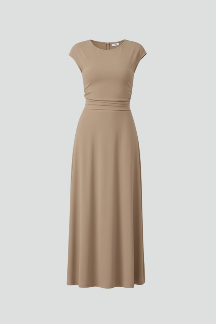 Amaryllis — High-Waist Cap-Sleeve Midi Dress