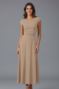 Amaryllis — High-Waist Cap-Sleeve Midi Dress