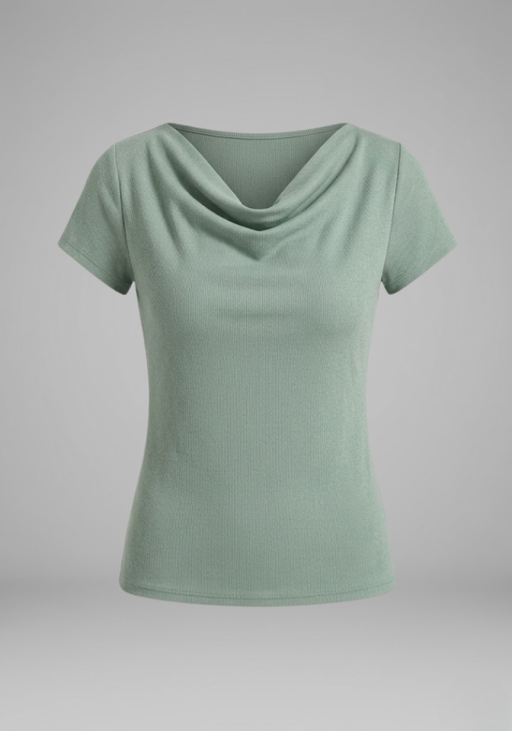 Blythe — Ruched Cowl-Neck Top