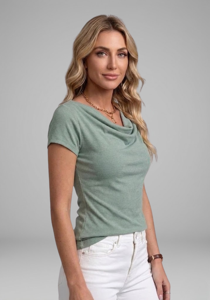 Blythe — Ruched Cowl-Neck Top