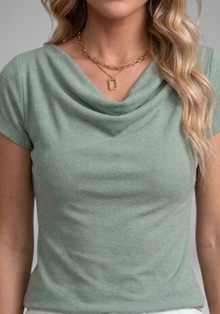 Blythe — Ruched Cowl-Neck Top