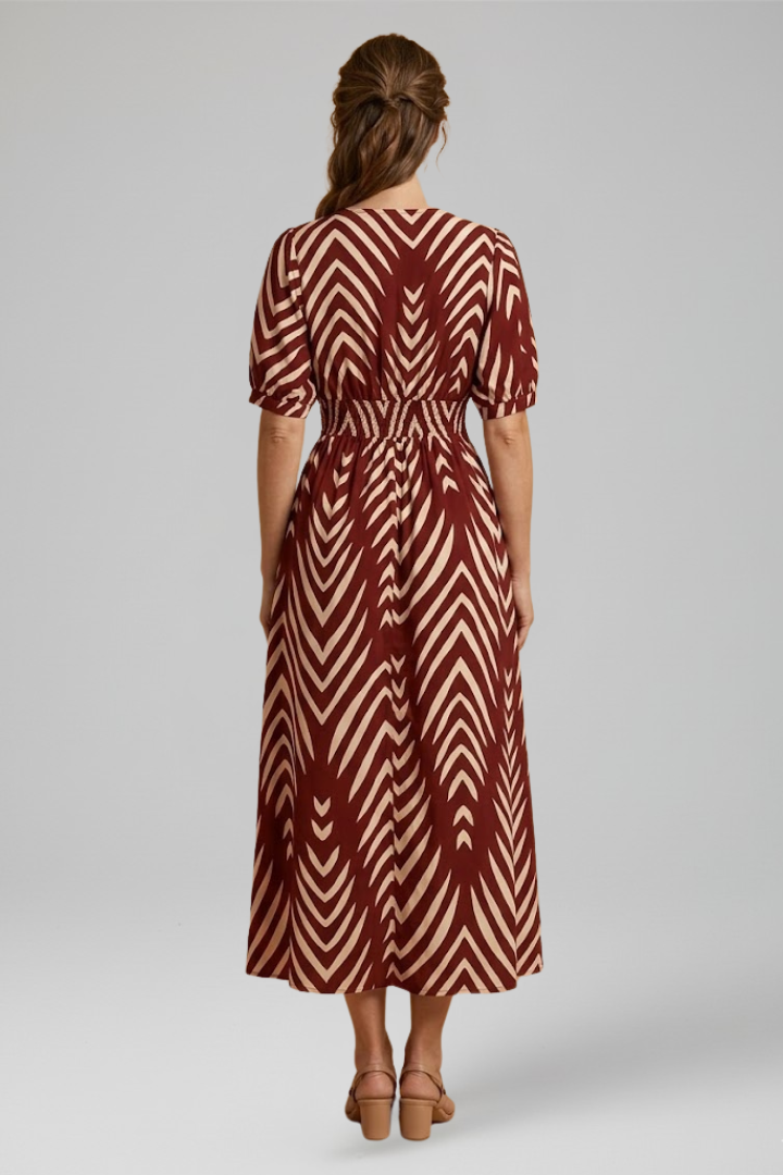 Wilma — Patterned Boho Midi Dress