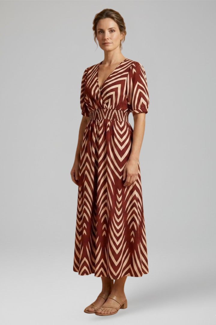 Wilma — Patterned Boho Midi Dress