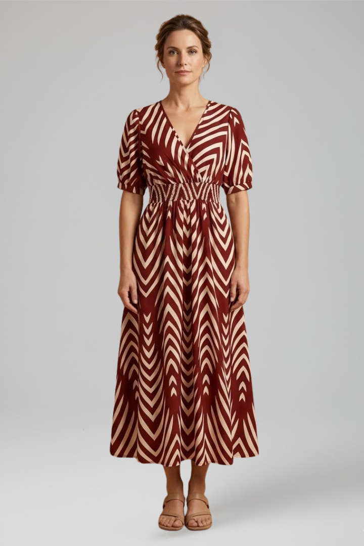 Wilma — Patterned Boho Midi Dress
