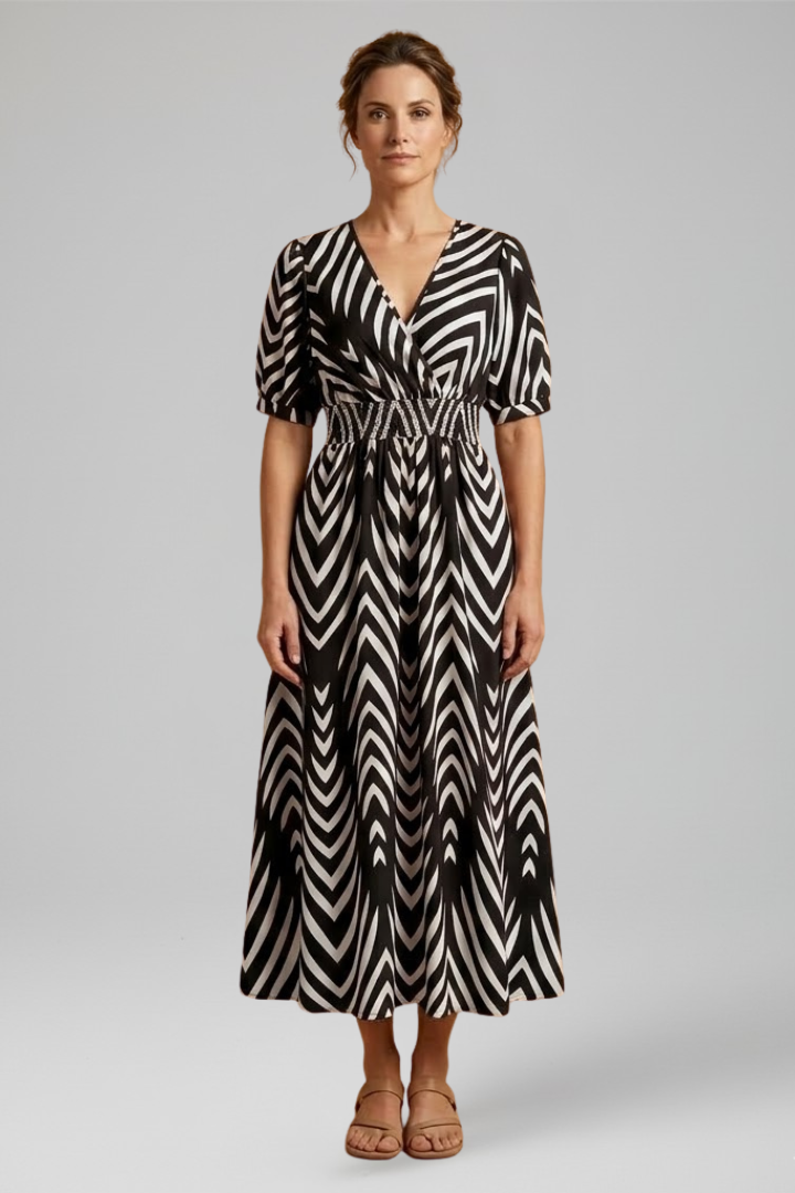 Wilma — Patterned Boho Midi Dress