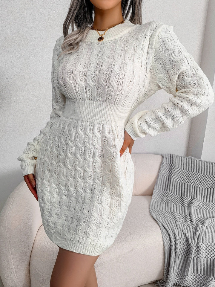Elke — Women’s Cable-Knit Fitted-Waist Mini Dress