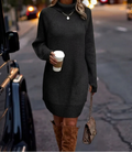 Alix — Women’s Ribbed Turtleneck Knit Mini Dress